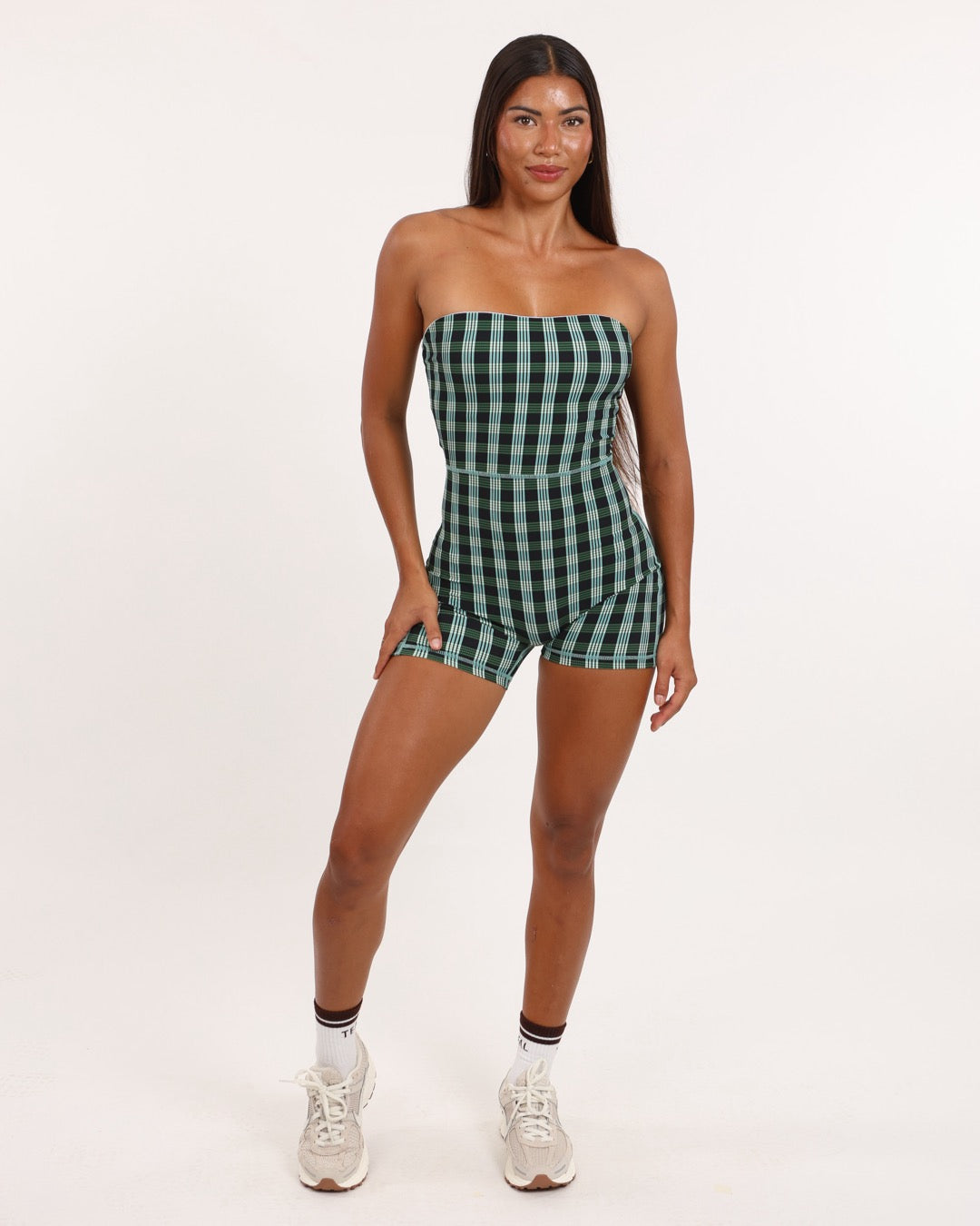 Anu Strapless Jumpsuit in UH Black Palaka