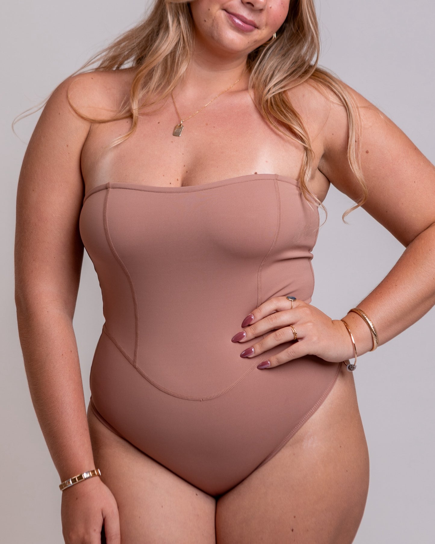 Sweet Heart Strapless Bodysuit in Blush