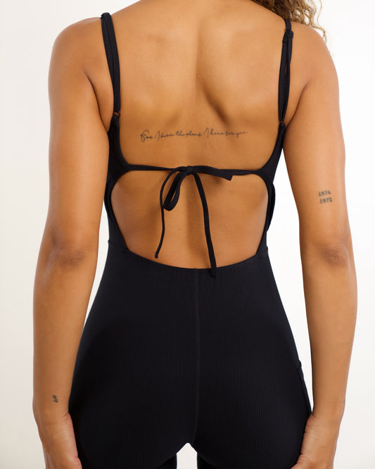 Mila Jumpsuit in Ribbed Black