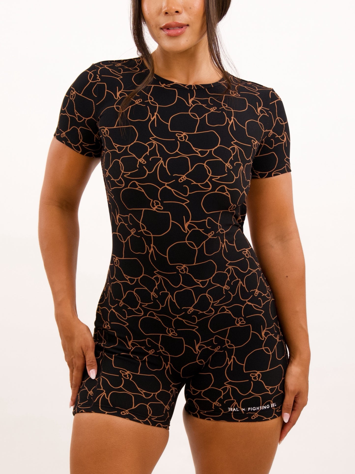 Luxe T-Shirt Jumpsuit in Pretty Pua Black