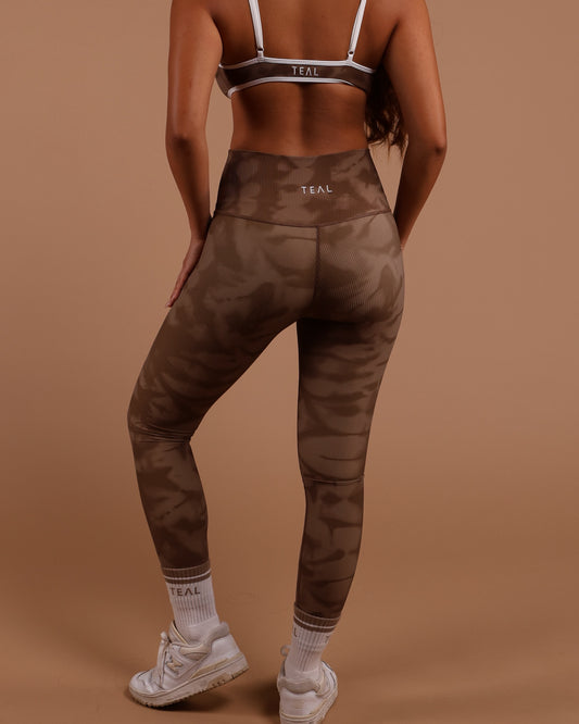 Essential Full Leggings in Brown Shibori
