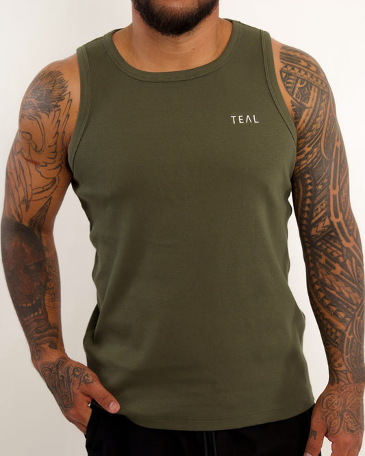 Everyday Men's Tank in Ribbed Olive Green