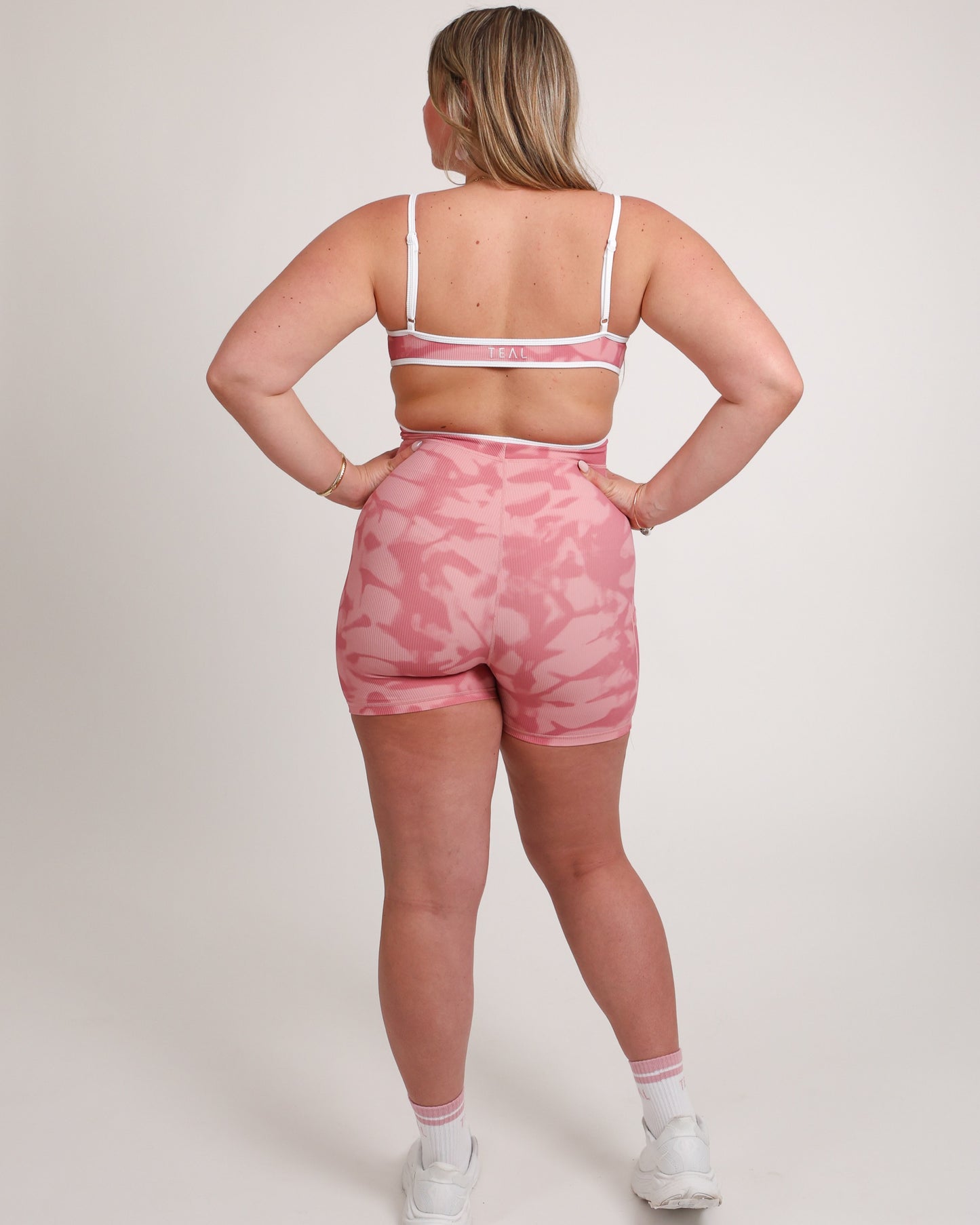 Kayla Jumpsuit in Ribbed Pink Shibori