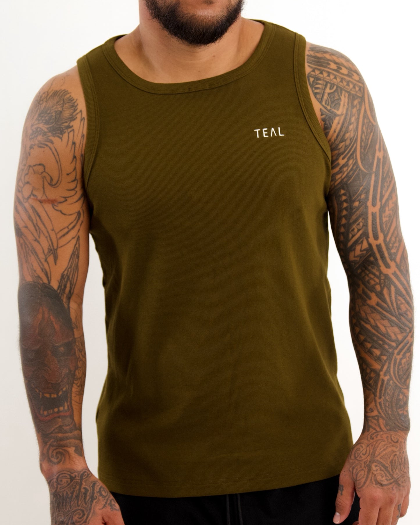 Everyday Men's Tank in Ribbed Bronze Moss