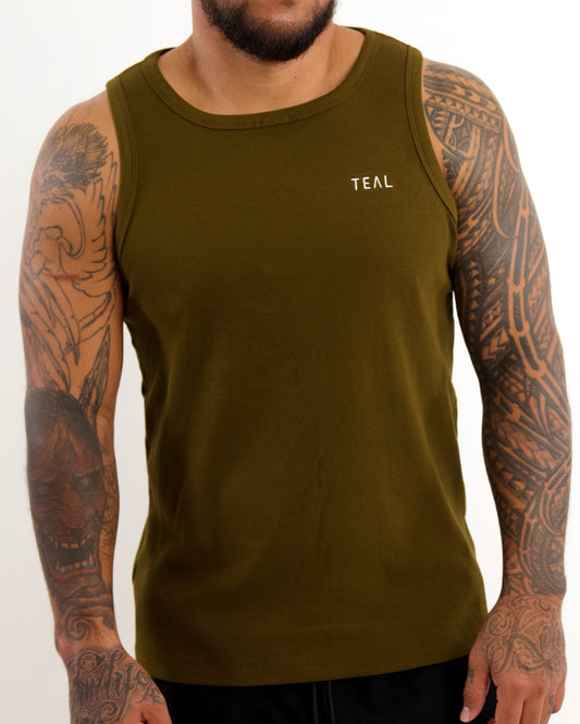 Everyday Men's Tank in Ribbed Bronze Moss