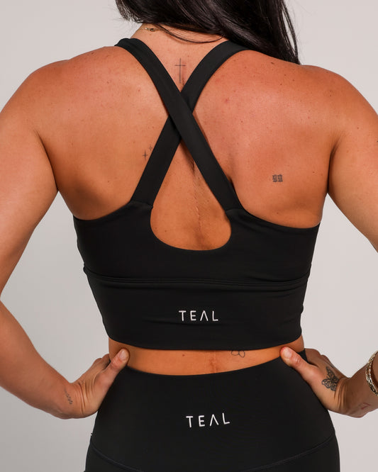 Agile Cropped Tank in Smooth Black
