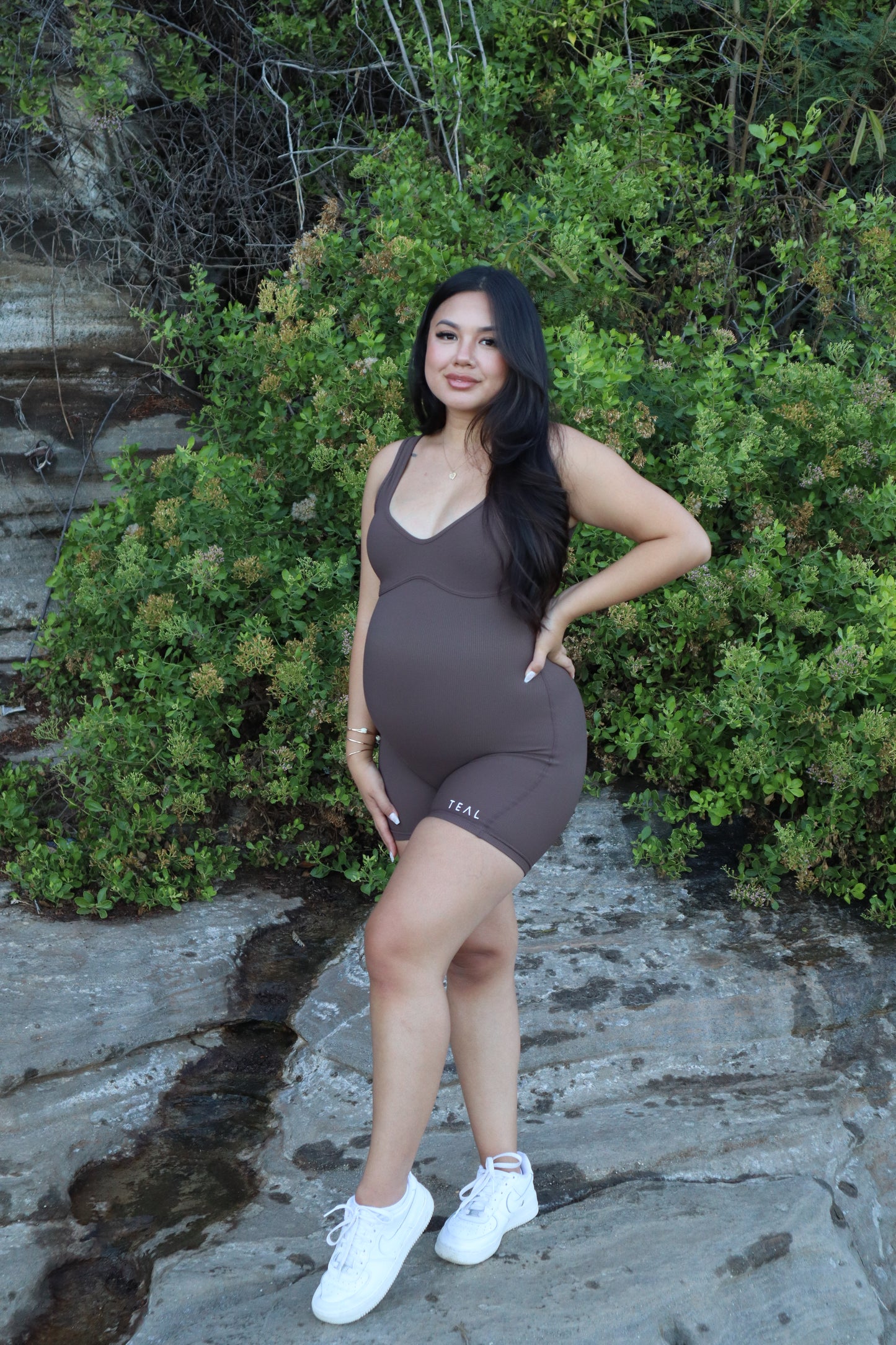 RIBBED AURA 4" JUMPSUIT in MOCHA