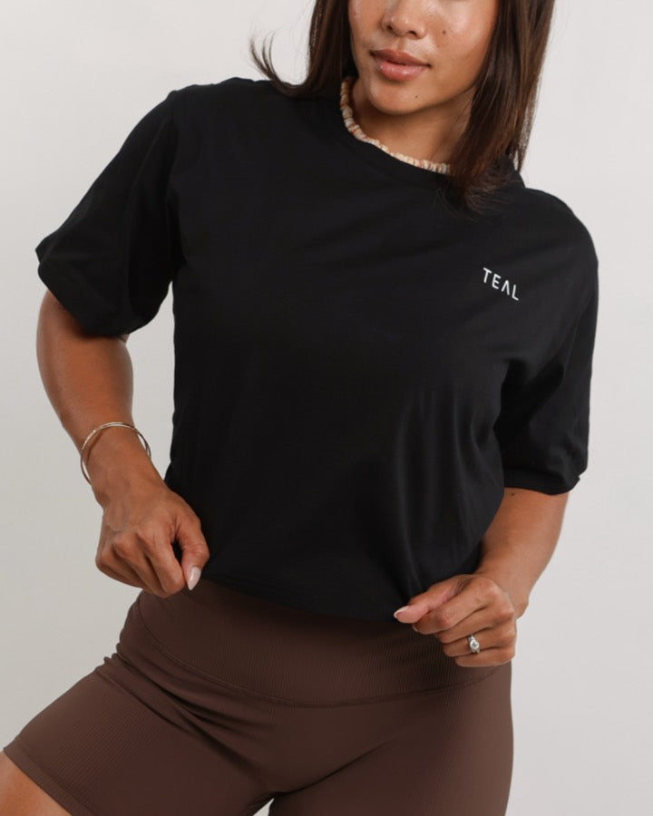Everyday Tie Back Tee in Black – Activebyteal