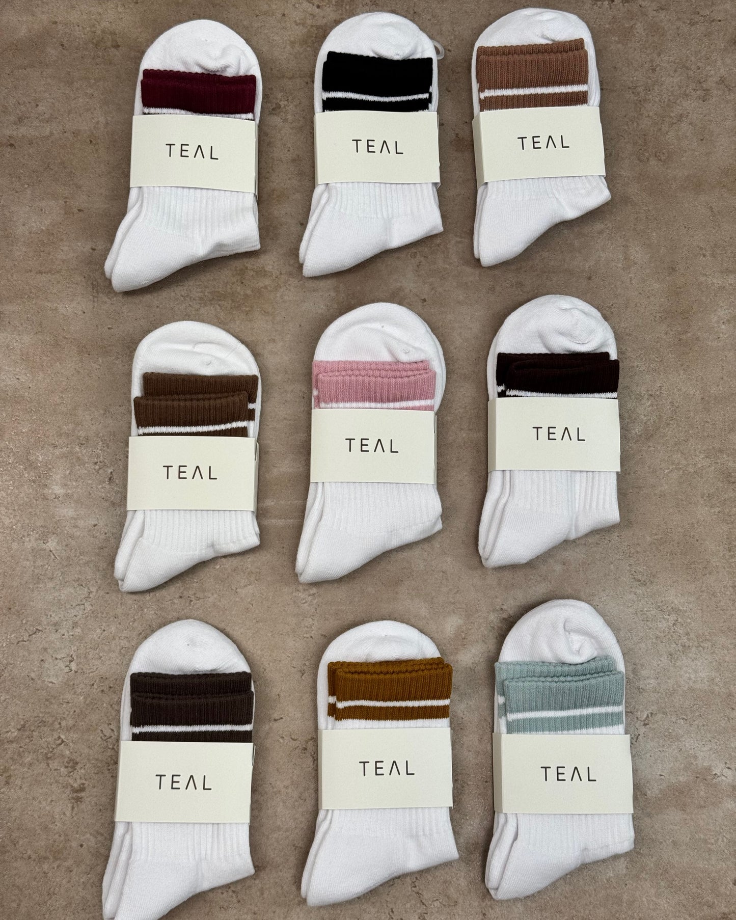 TEAL Striped Crew Sock