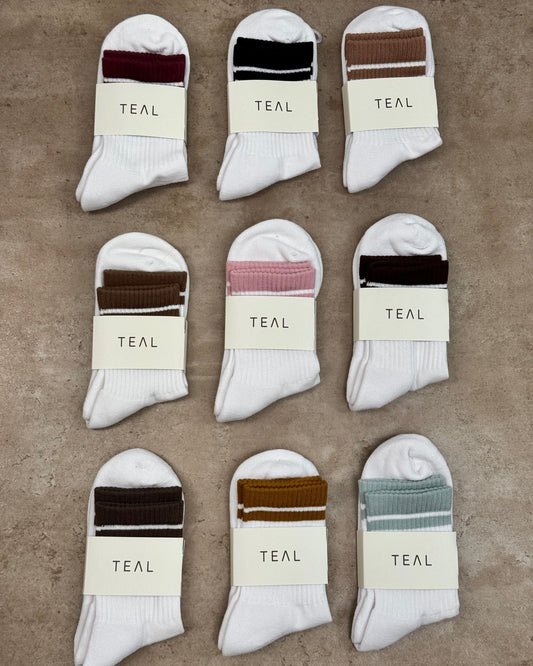 TEAL Striped Crew Sock