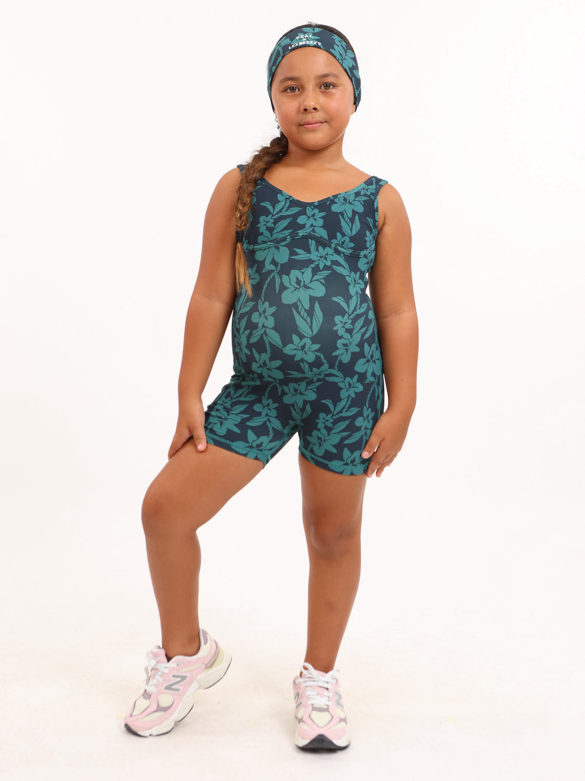 Mini Aura Jumpsuit in Teal Orchid Lei