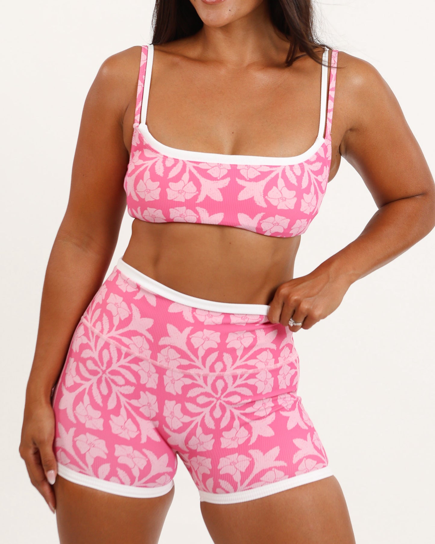 Double Layer Scoop Neck Top in Pink Puakenikeni Quilt