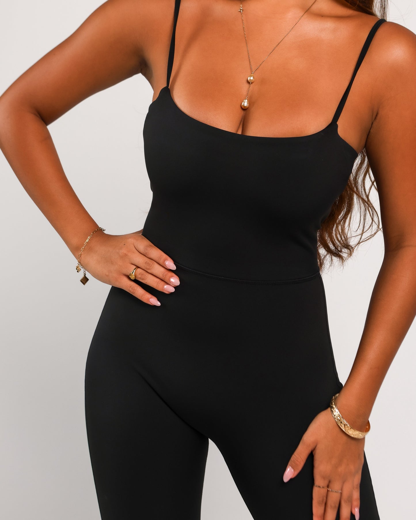 Long Kayla Jumpsuit in Smooth Black