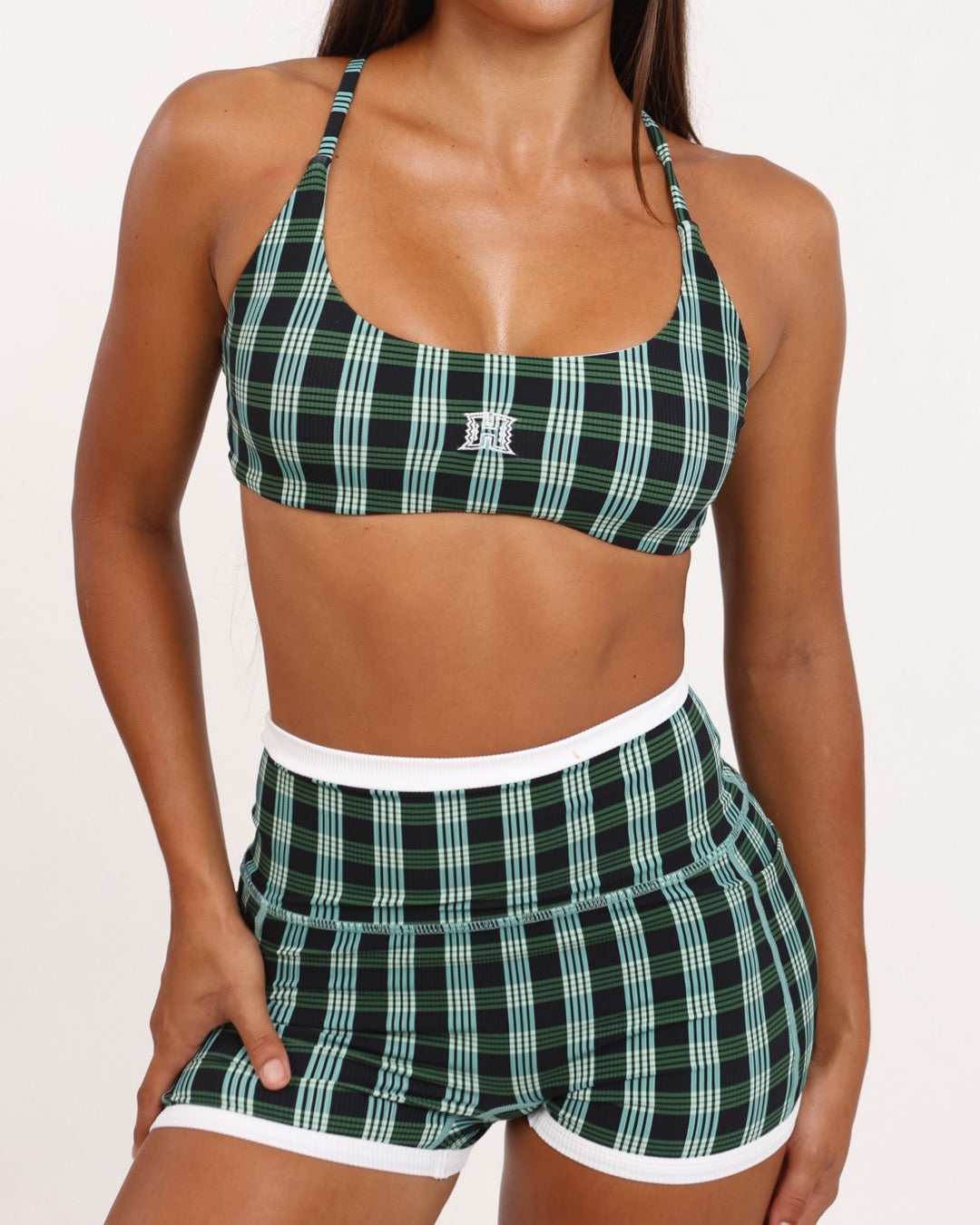 Josie Cross Back Bra in UH Black Palaka