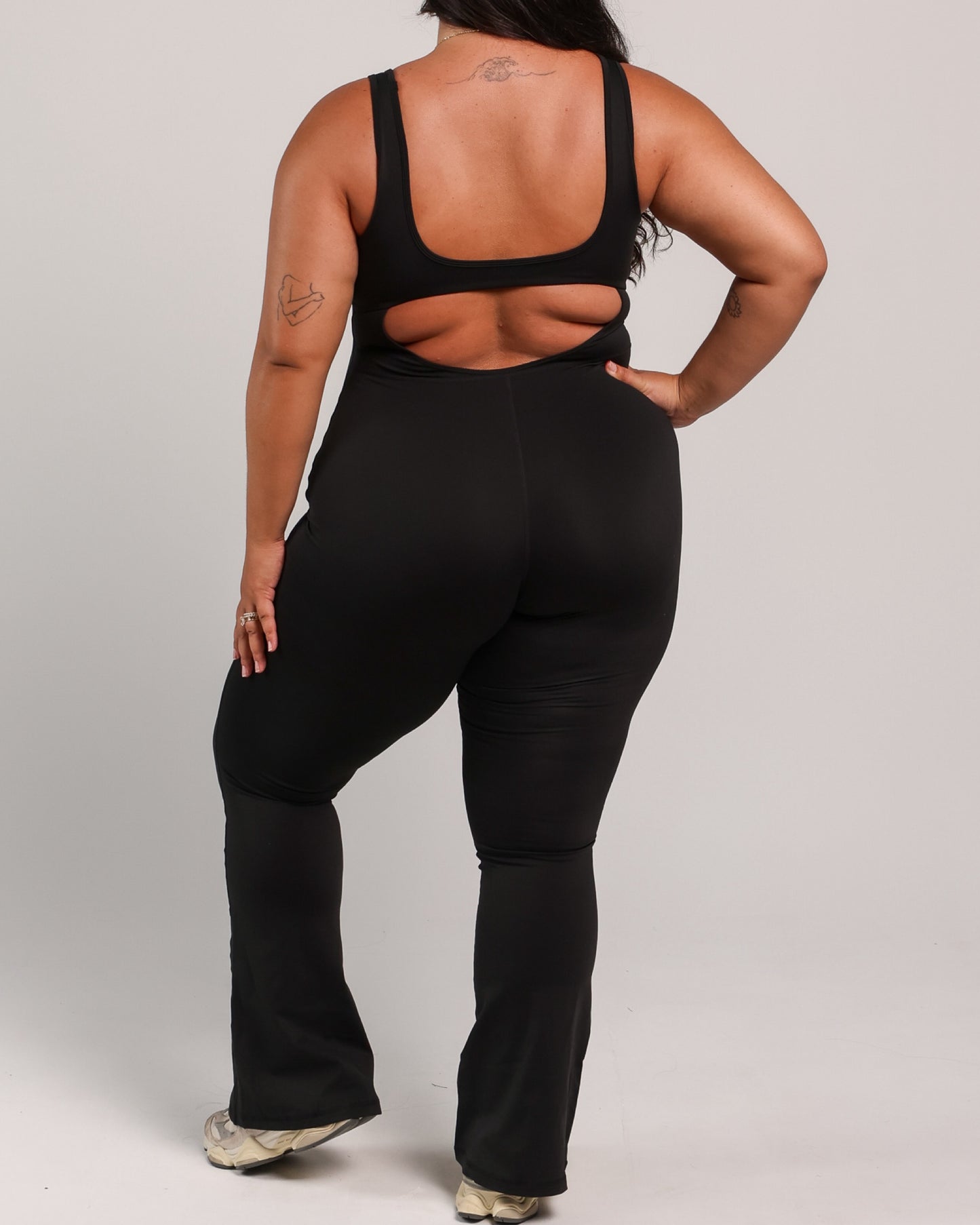 Aura Flare Jumpsuit in Smooth Black