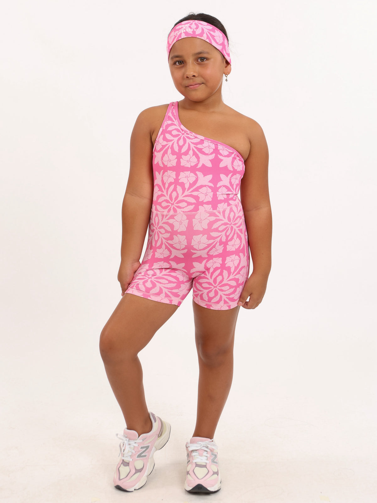 Mini One Shoulder Jumpsuit in Pink Puakenikeni Quilt