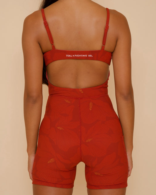 Kayla Jumpsuit in Chic Magnolia - Scarlet Red