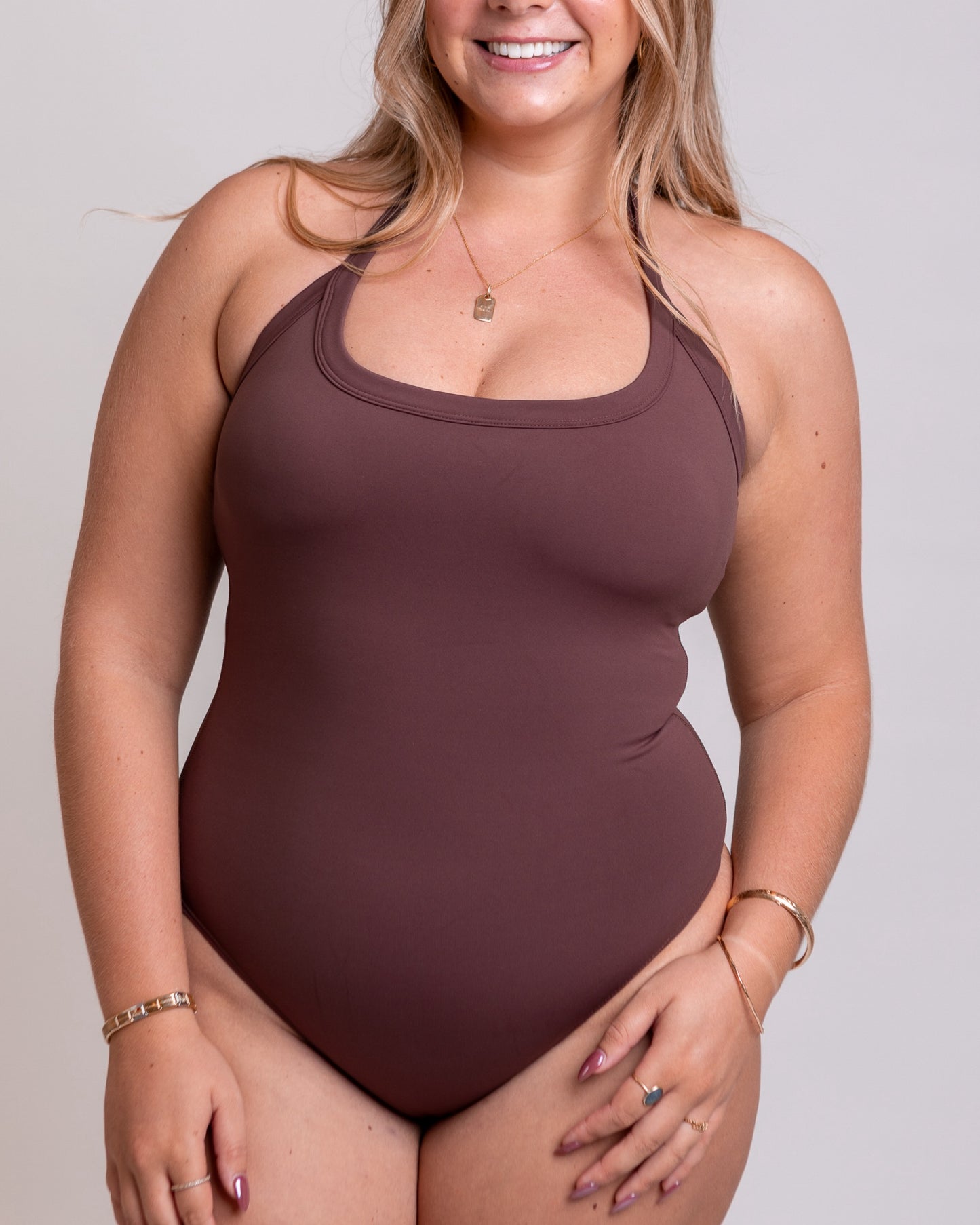 Lei Halter Bodysuit in Mocha