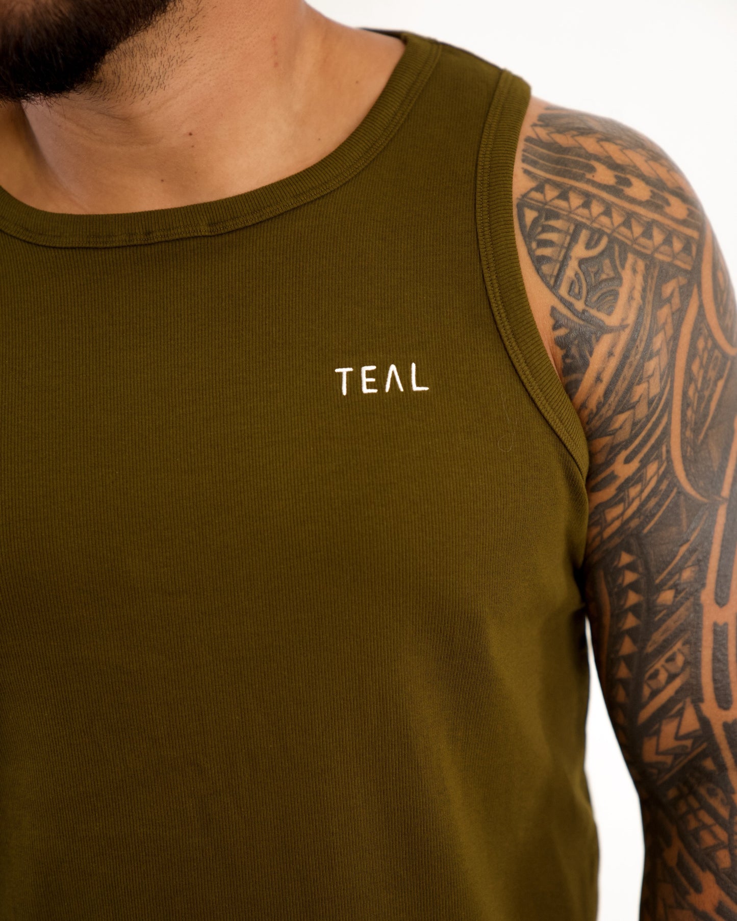 Everyday Men's Tank in Ribbed Bronze Moss