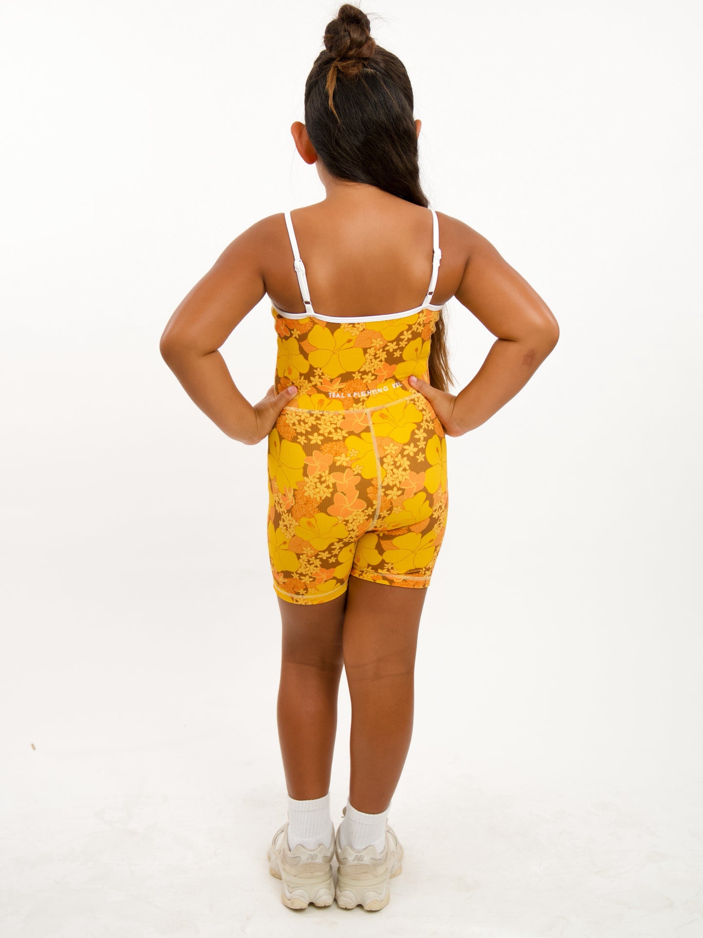 Mini Kayla 2.0 Jumpsuit in Retro Bloom Sunshine w/ Trim