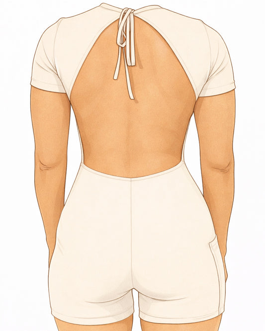 Luxe T-Shirt Jumpsuit in Ribbed Coconut (PREORDER)