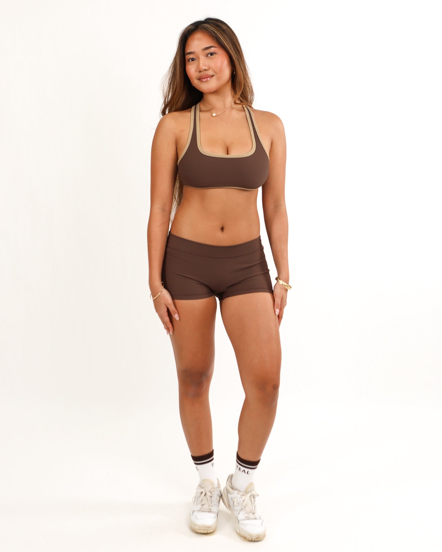 Low Rise Mini Short in Ribbed Mocha
