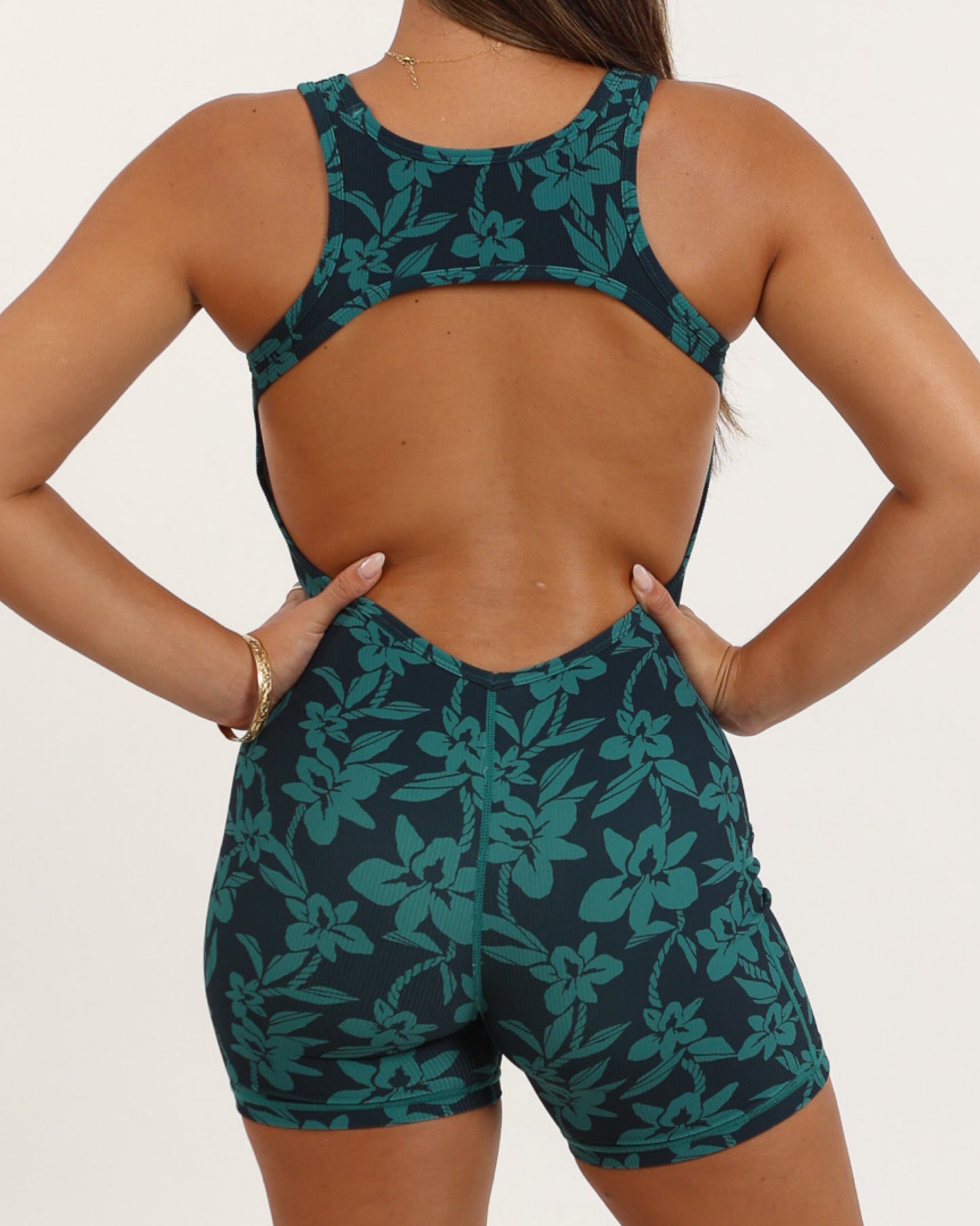 Olina Jumpsuit in Teal Orchid Lei