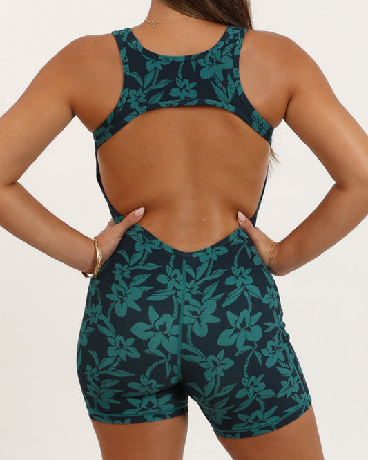 Olina Jumpsuit in Teal Orchid Lei