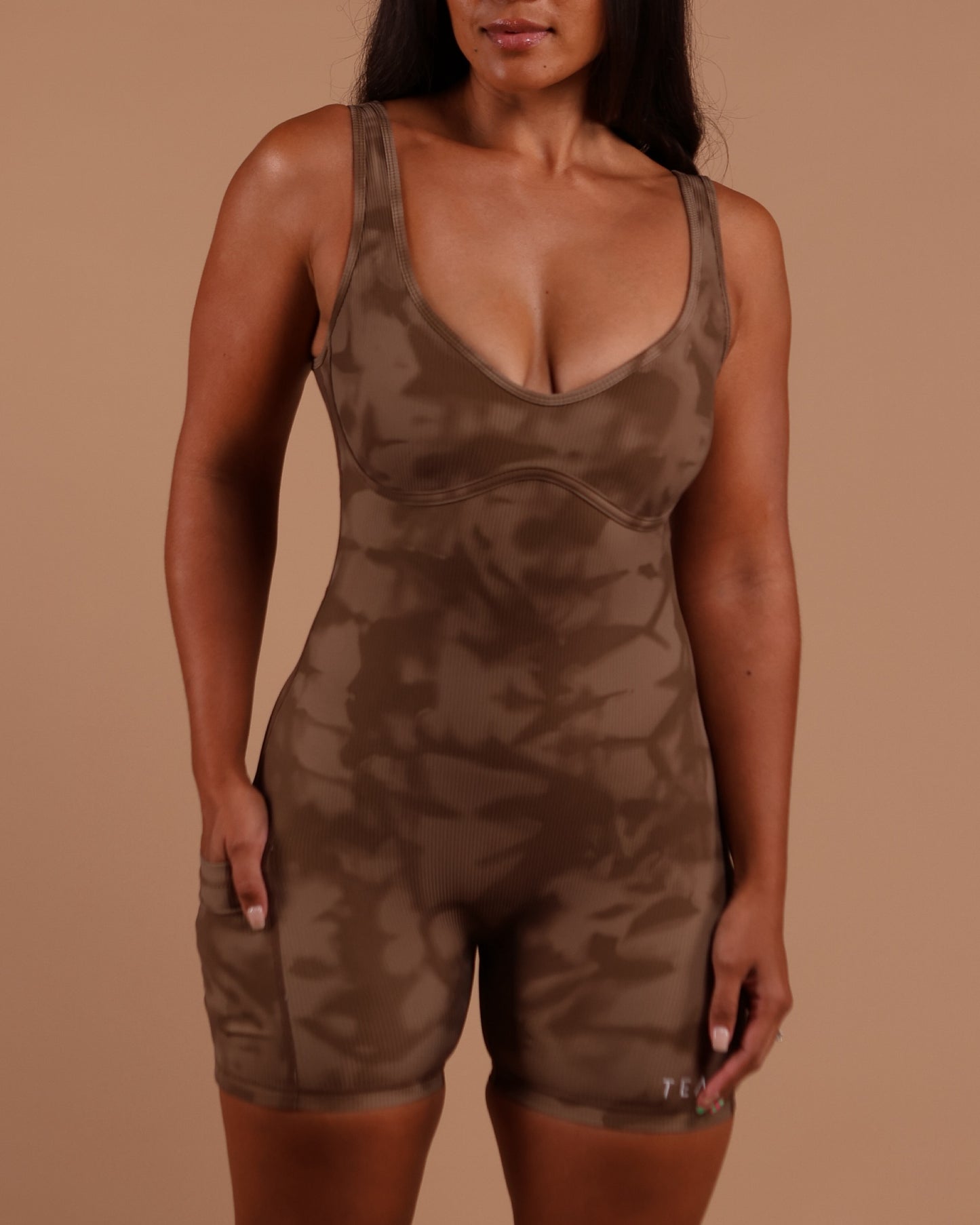 Aura Jumpsuit in Brown Shibori