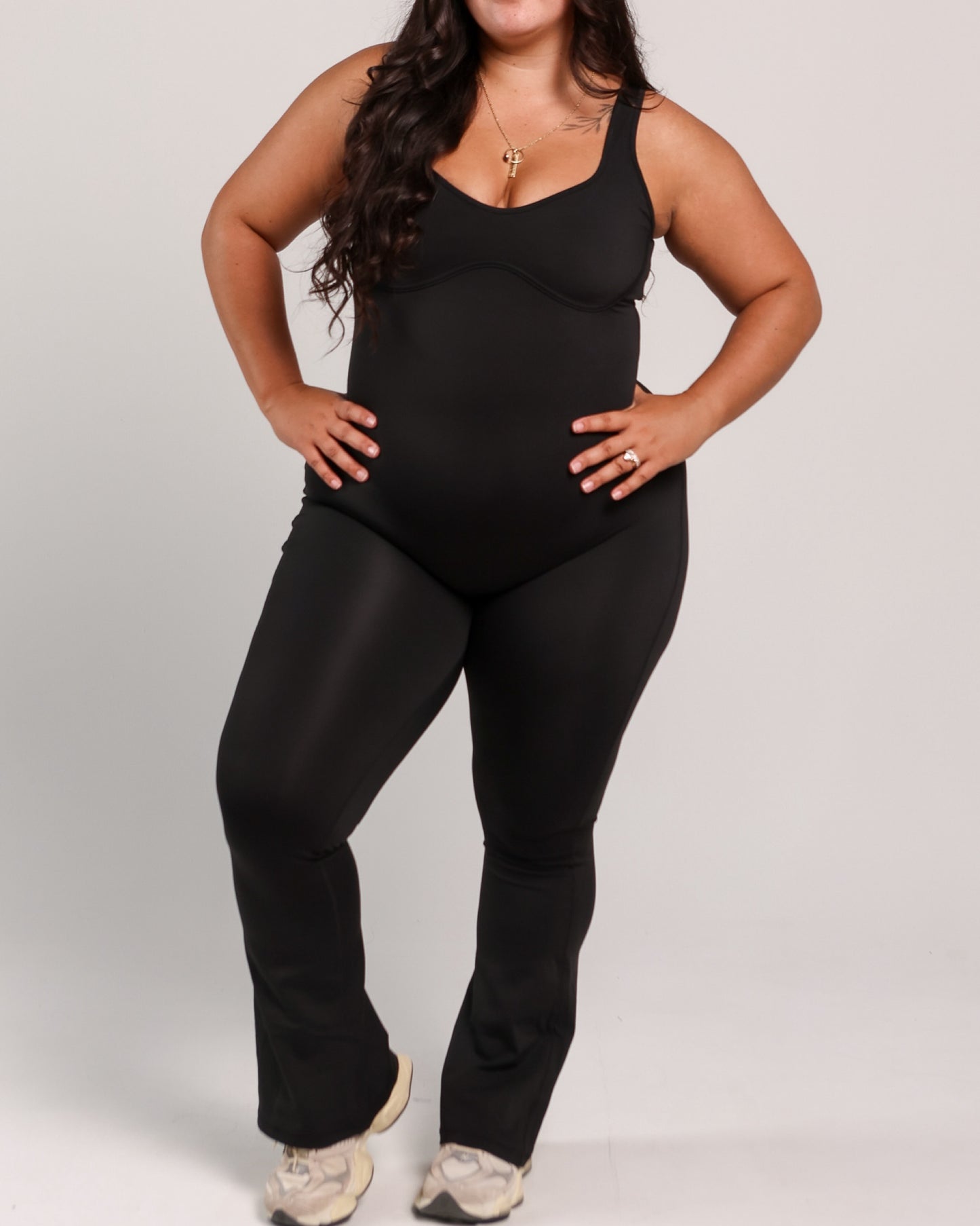 Aura Flare Jumpsuit in Smooth Black