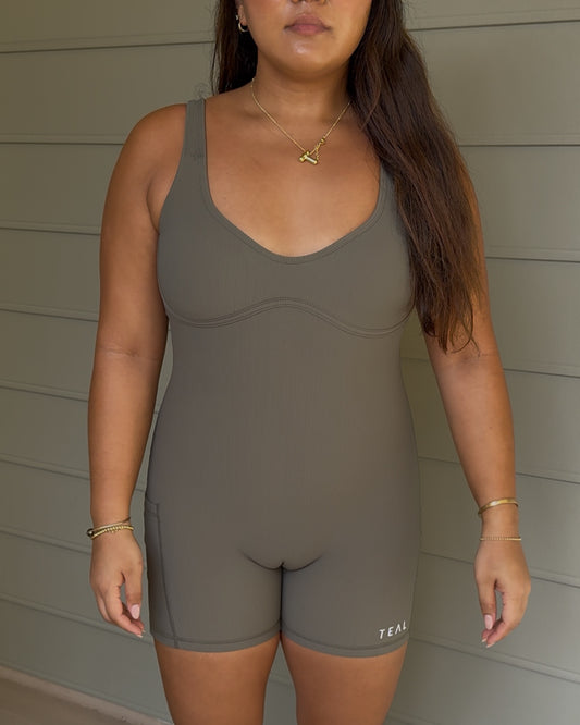 Aura Jumpsuit in Ribbed Olive