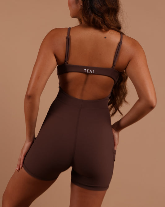 Kayla Jumpsuit in Ribbed Mocha