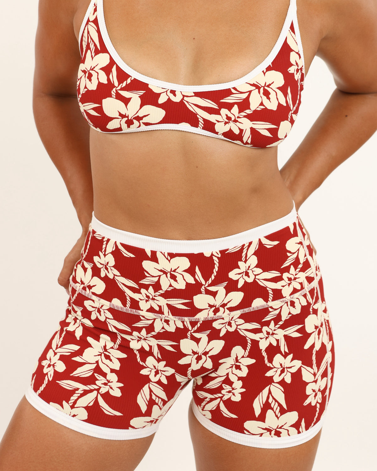 Essential 3" Biker Short in Red Orchid Lei
