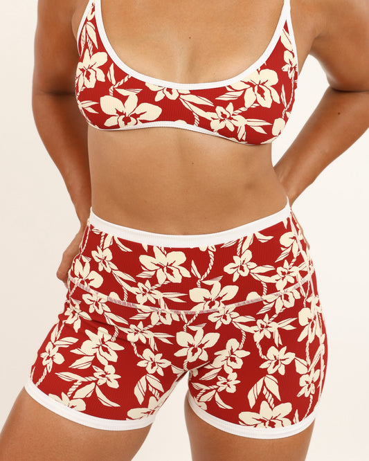 Essential 3" Biker Short in Red Orchid Lei