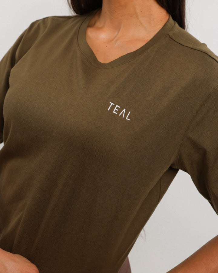 Everyday Tie Back Tee in Moss
