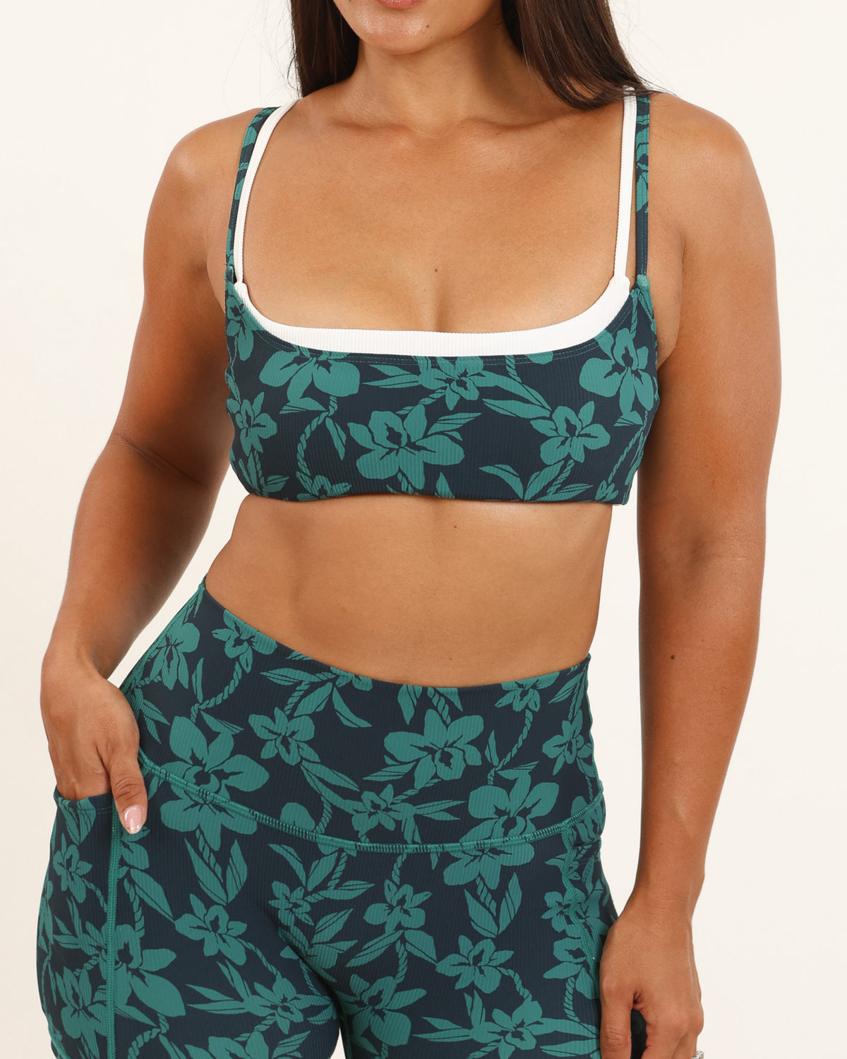 Double Layer Scoop Neck Top in Teal Orchid Lei