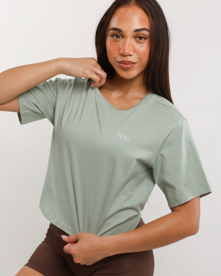Everyday Tie Back Tee in Light Seafoam