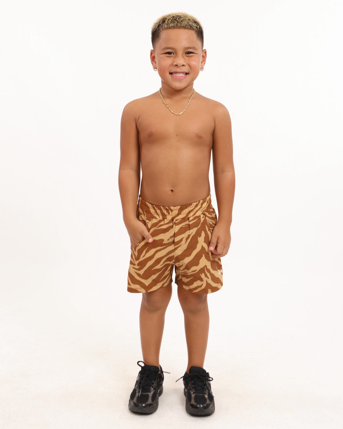 Luxe Hybrid Boy's Shorts in Caramel Zebra