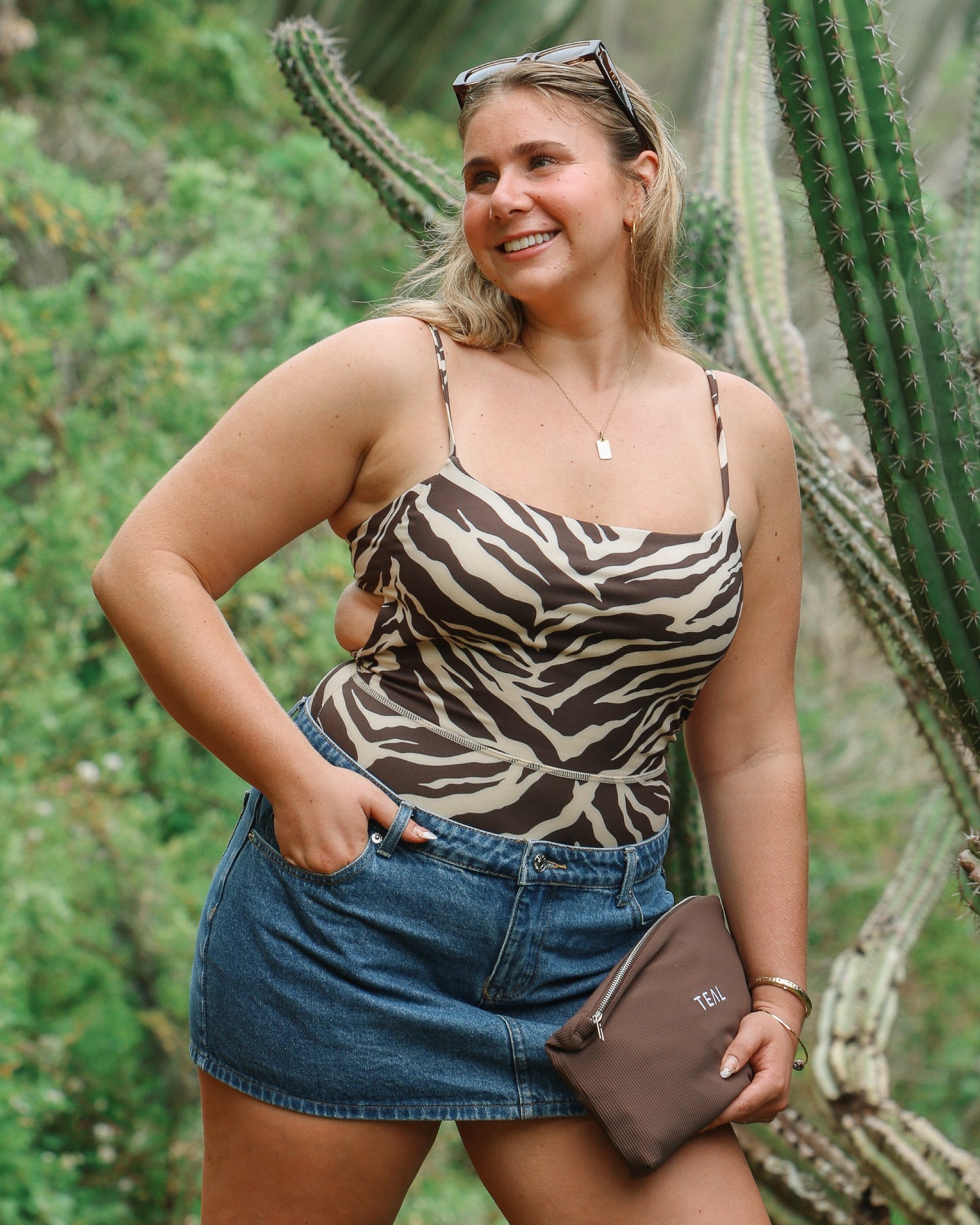 Kayla Bodysuit in Dark Zebra