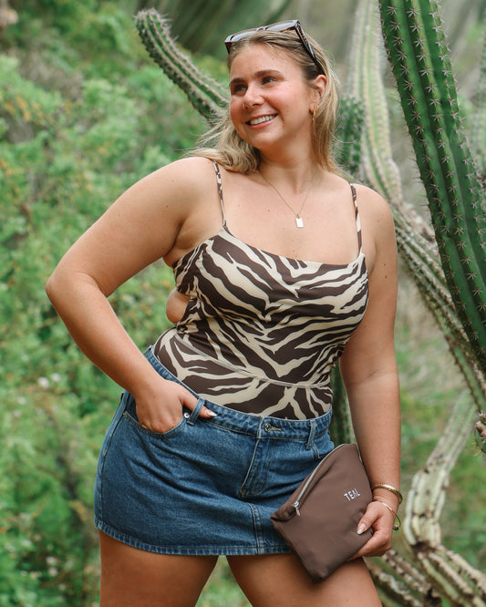 Kayla Bodysuit in Dark Zebra