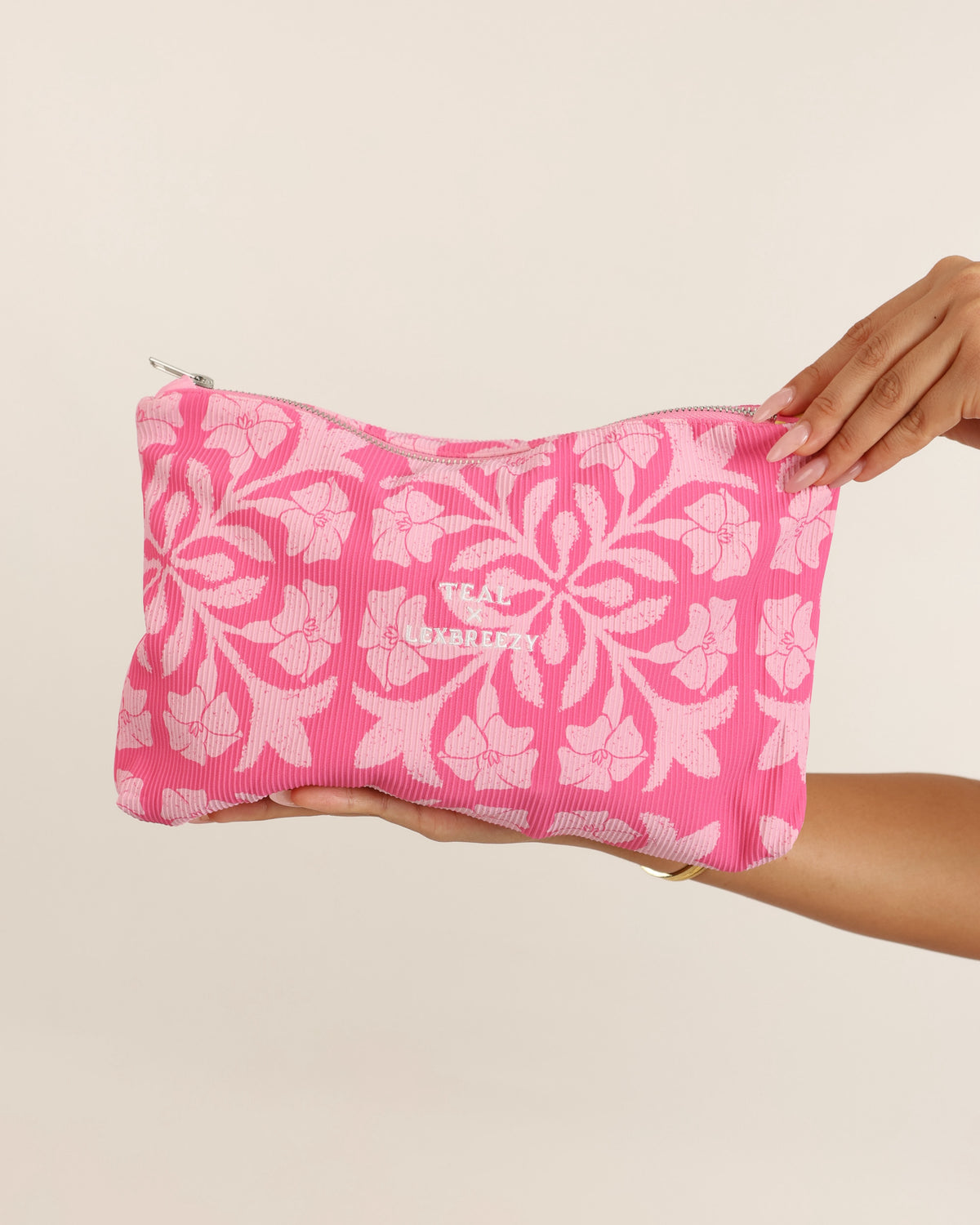 Zipper Pouch in Pink Puakenikeni Quilt