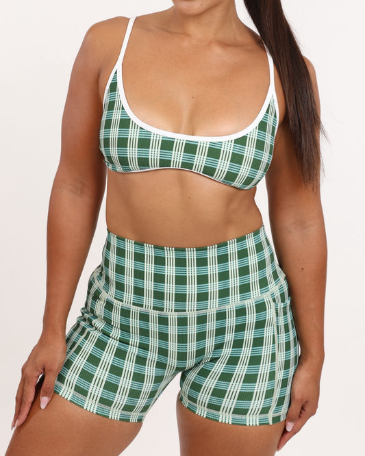 Essential 4" Biker Short w/ Pockets in UH Green Palaka