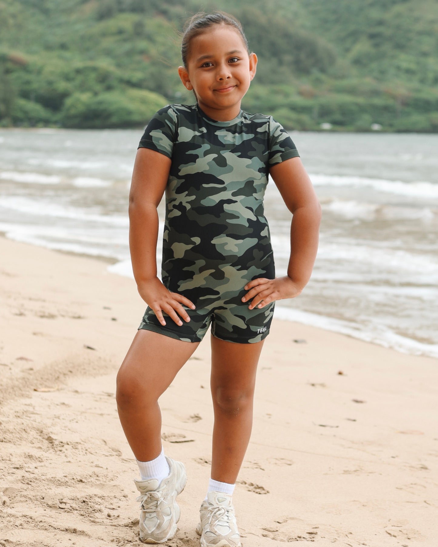 Mini T-shirt Jumpsuit in Green Camo