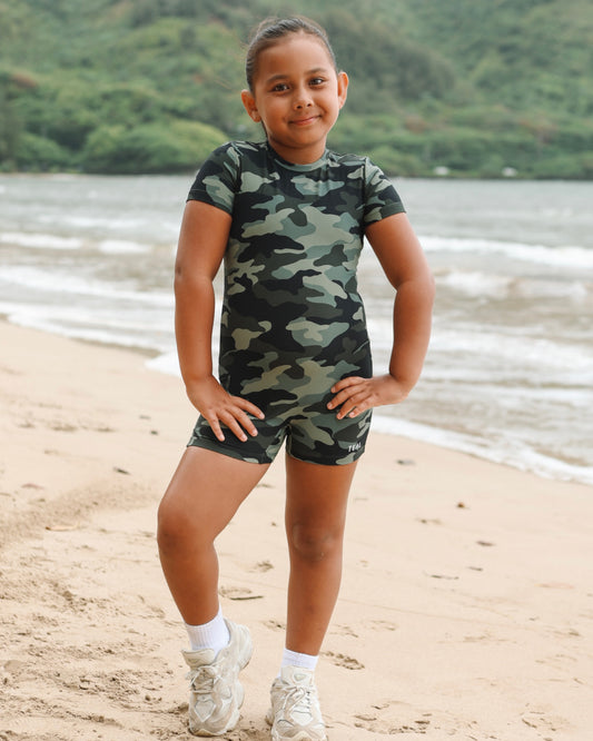 Mini T-shirt Jumpsuit in Green Camo