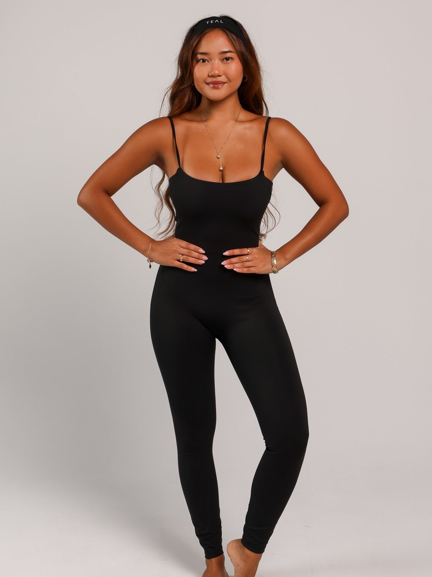 Long Kayla Jumpsuit in Ribbed Black