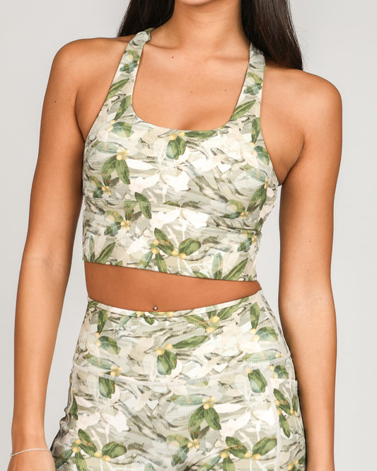 Agile Cropped Tank in Mokihana Camo