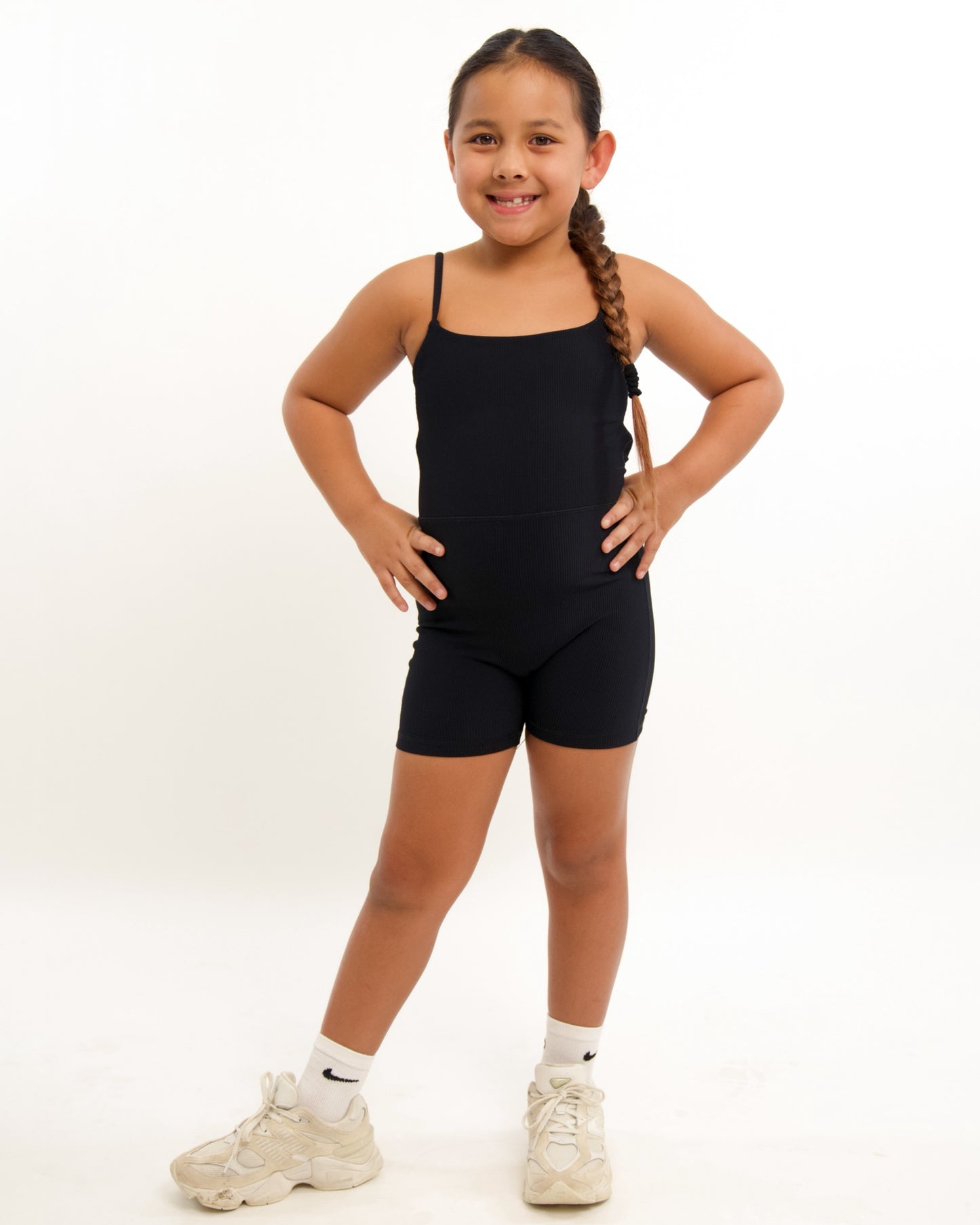 Mini Kayla Jumpsuit in Ribbed Black