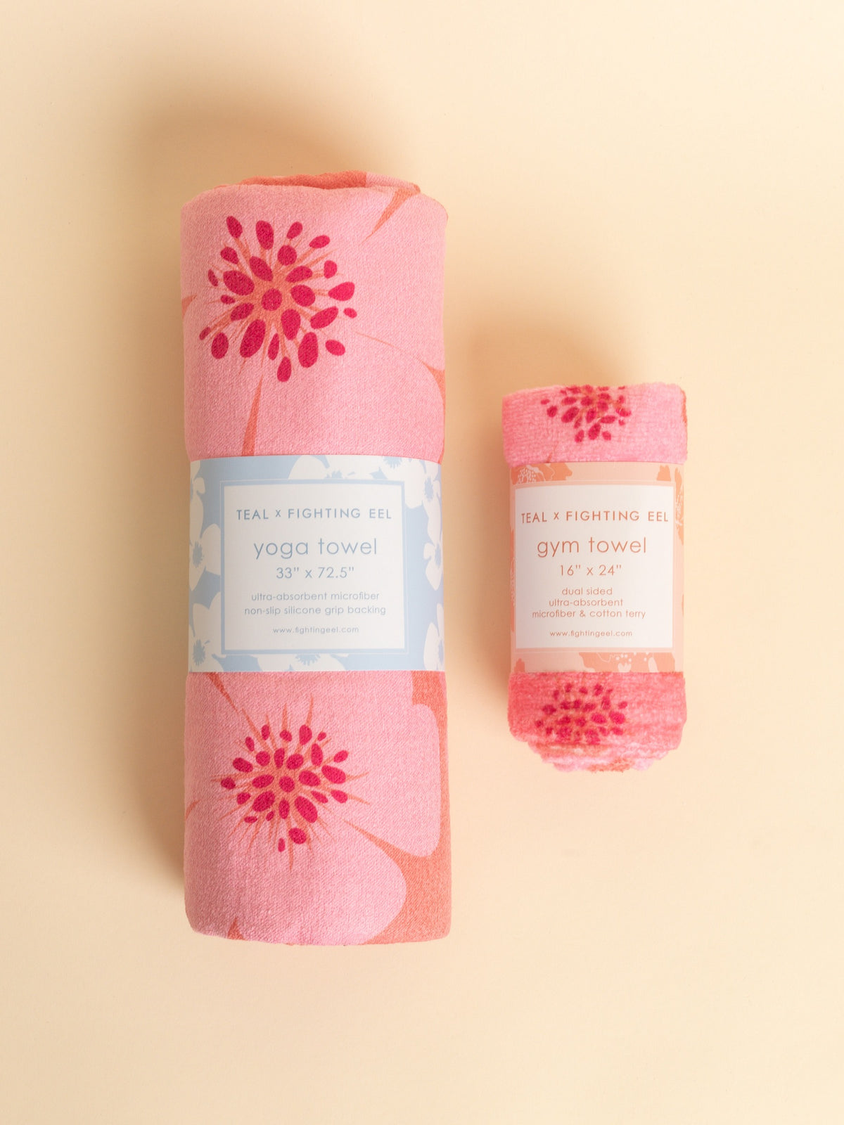 TEAL x FE Yoga Grip Towel in Floral Burst Rose