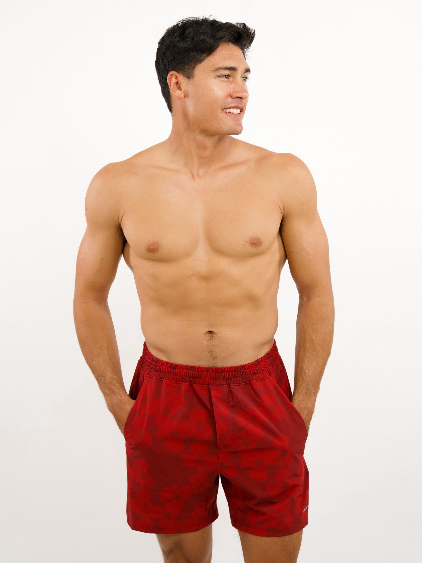 Luxe Hybrid 6” Men's Shorts in Zinnia Red Dahlia