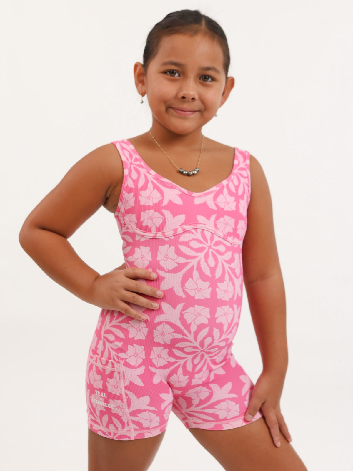 Mini Aura Jumpsuit in Pink Puakenikeni Quilt